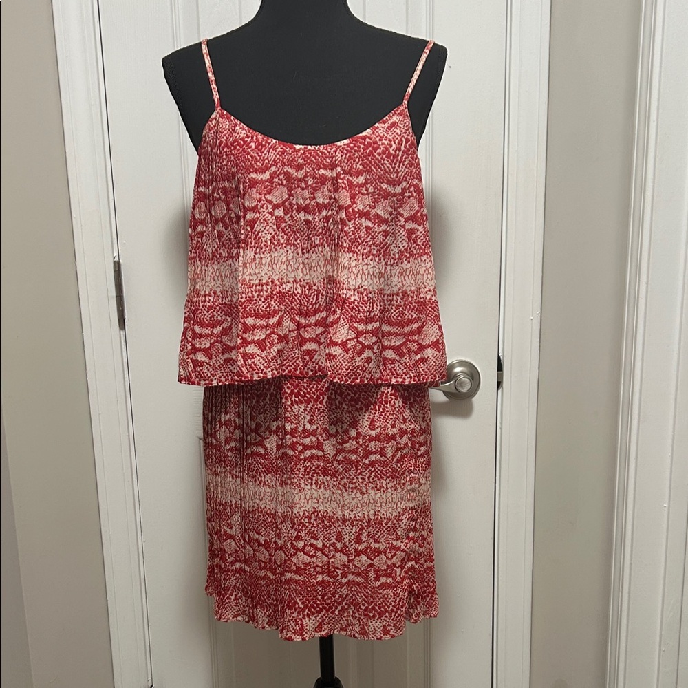 Parker | Red  and White Patterned Sleeveless Dress | S